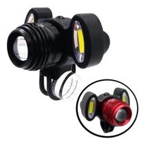 Farol Lanterna Bike 3 Focos Led Zoom Recarregável Ciclismo