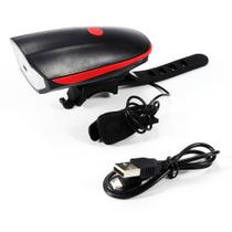 Farol Lanterna com Pisca de Alerta em LED com Buzina para Bike (Bicicleta) Carregamento USB - 7588 Farol Lanterna com Pisca de Alerta em LED com Buzina para Bike (Bicicleta) Carregamento USB - 7588