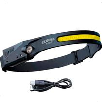 Farol Lanterna De Cabeça Capacete Recarregável Com Sensor De Liga e Desliga Luz Branco E Vermelha Luz Auxiliar Da Ecooda