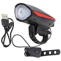 Farol Lanterna Led recarregável com Buzina para Bicicleta