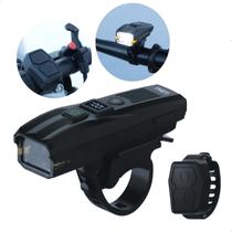 Farol lanterna para Bicicleta USB recarregável LED sensor de escuro buzina controle remoto sem fio Farol lanterna para Bicicleta USB recarregável LED sensor de escuro buzina controle remoto sem fio