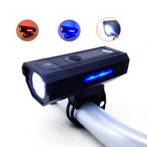 Farol Lanterna Sinalizador Para Bike Bicicleta LED Branca Vermelha Azul Recarregável DY8302 - Dylan