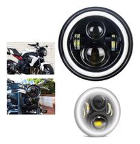 Farol Led 7 Polegadas 60w Alta Baixa Angel Eyes Motocicleta