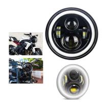 Farol Led 7 Polegadas 60w Alta Baixa Angel Eyes Motocicleta