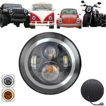 Farol Led Angel Eyes Drl + Seta Defender Jeep Troller Fusca Kombi
