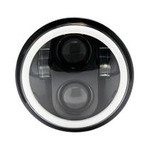 Farol LED De 7 Polegadas Para Motocicleta Com DRL E Olhos De Anjo Para Harley, Yamaha, Jeep, Lada