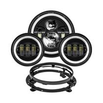 Farol LED De 7 Polegadas Para Motocicleta Com Luz De Neblina Auxiliar De 4-1/2 Polegadas Para Harley