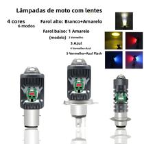 Farol LED De Motocicleta Com Olho De Diabo Em 2 Cores H4 BA20D P15D CSP H6 Alta E Baixa Intensidade