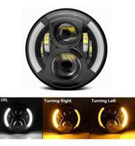 Farol Led Harley Davidson Jeep 7' Polegadas C/ Seta Faixa branca lateral Farol Led Harley Davidson Jeep 7' Polegadas C/ Seta Faixa branca lateral