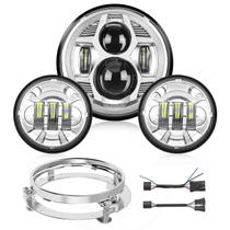 Farol LED para motocicleta e kit de faróis de neblina Nilight 7" + 4,5"