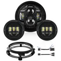 Farol LED para motocicleta e kit de faróis de neblina Nilight 7" + 4,5"