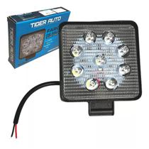 Farol Led Universal 12/24v (27w) 9 Leds 6000k Quadrado 10cm