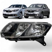 Farol Logan Sandero 2015 2016 2017 18 Mascara Negra esquerdo Farol Logan Sandero 2015 2016 2017 18 Mascara Negra esquerdo