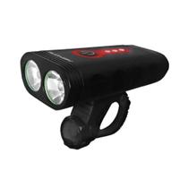 Farol Luz Dianteira 2 Leds 900 Lumens Alumínio 3 Funções Bateria USB Preto Farol Luz Dianteira 2 Leds 900 Lumens Alumínio 3 Funções Bateria USB Preto