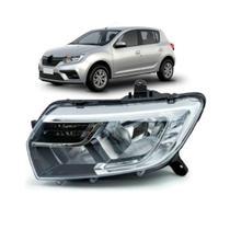 Farol manual logan sandero 2020 a 2022 com led