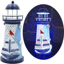 Farol Marítimo Artesanal Metal Enfeite Náutico Com LEDs 18cm Barco