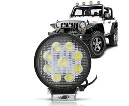 Farol Milha Auxiliar 9 LEDs Redondo 27wts 115m Farol Milha Auxiliar 9 LEDs Redondo 27wts 115m