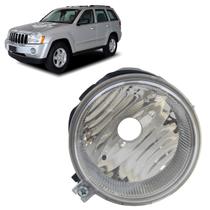 Farol Milha Auxiliar Grand Cherokee 2005 2006 2007 2008 2009 2010 Lente Lisa Acrílico Carcaça Cinza Suporte