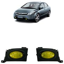 Farol Milha Auxiliar New Civic LXS ESX 2006 2007 2008 Neblina Âmbar Lisa Vidro Farol Milha Auxiliar New Civic LXS ESX 2006 2007 2008 Neblina Âmbar Lisa Vidro