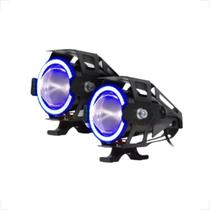 Farol Milha Led Auxiliar Moto U7 Azul Neblina Forte Potente