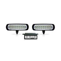 Farol Milha Led Retangular Slim 12V/24V 3 Em 1 Bivolt 16 Led Branco 16W 220Cd