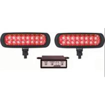 Farol Milha Led Slim Kit 6 4W 960 Lumens 12V/24V Com Modulo Controle Corpo Preto Luz Vermelho Tamanho 12 0 X 3 5Cm 3 Efeitos Estrobo Corpo Em Abs Lent
