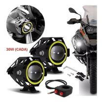 Farol Milha Led U11 Forte Moto Auxiliar Angel Olho Branco Farol Milha Led U11 Forte Moto Auxiliar Angel Olho Branco
