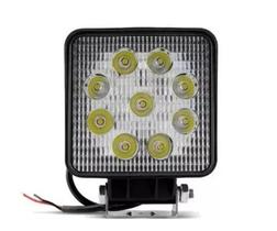 Farol Milha Led Universal 12/24v 9 Leds 6000k Quadrado