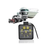 Farol Milha Quadrado 9 Leds 27W 12v/24v Colheitadeira Agrícola Caminhão Barco Farol Milha Quadrado 9 Leds 27W 12v/24v Colheitadeira Agrícola Caminhão Barco
