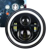 Farol Milha Super Led 30w Angel Eyes 12-24v 7 Polegadas Moto