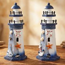 Farol Náutico Marítimo Decoração Casa De Praia 27cm Kit 2pçs