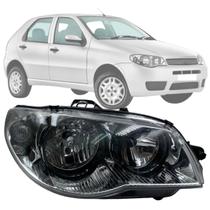 Farol palio 2004 a 2011 máscara cromada aro preto ld direito
