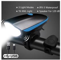 Farol Para Bicicleta Led Com Buzina Bike Recarregavel Usb Farol Para Bicicleta Led Com Buzina Bike Recarregavel Usb