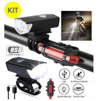 Farol Para Bike + Lanterna Pisca Traseira Recarregável Usb