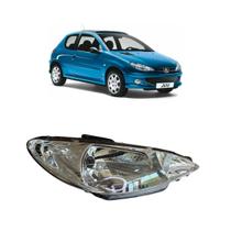 Farol Peugeot 206 Foco Simples 2001 á 2012 Lente Lisa Comada