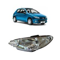 Farol Peugeot 206 Foco Simples 2001 á 2012 Lente Lisa Comada