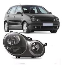 Farol polo 2003 2004 2005 2006 mascara negra direito Farol polo 2003 2004 2005 2006 mascara negra direito