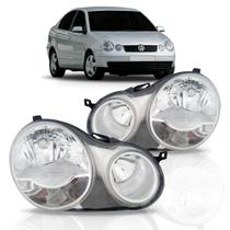 Farol Polo Hatch Sedan 2003 2004 2005 2006 Máscara Cromada