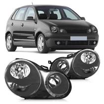 Farol Polo Hatch Sedan 2003 2004 2005 2006 Máscara Negra