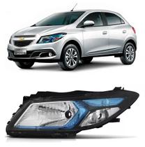 Farol Preto Onix 2012 2013 14 A 2016 Com Friso Azul Esquerdo
