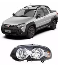 Farol Principal Dianteiro Palio Siena Strada Lado Esquerdo Preto Aro Cromado Bola 16815 RF