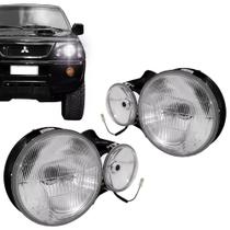 Farol Principal Duplo Mitsubishi L200 Quadrada 2000 a 2003 - Jogo de Farol com Suporte Farol Principal Duplo Mitsubishi L200 Quadrada 2000 a 2003 - Jogo de Farol com Suporte
