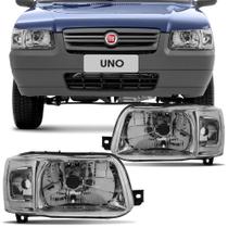 Farol Principal Fiat Uno Mille Smart 2003 em Diante Lado Direito Máscara Metalizada - Arteb