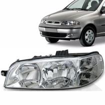 Farol Principal Foco Duplo Máscara Cromada com Carcaça Preta Palio Siena Strada Palio Weekend Todos G2 2001 até 2007