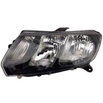 Farol Principal Foco Duplo Máscara Negra Friso Preto Lado Esquerdo Logan e Sandero 2014 até 2019