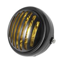 Farol Redondo Retrô Para Motocicleta Com Grelha De Metal, Halógeno, Conjunto De Luz Para Moto E Farol Redondo Retrô Para Motocicleta Com Grelha De Metal, Halógeno, Conjunto De Luz Para Moto E