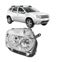 Farol Renault Duster 2010 a 2014 Cromado Direito