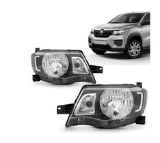 Farol Renault Kwid 2017 18 19 2020 Moldura Transparente - ESCOLHA O LADO