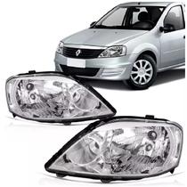 Farol Renault Logan Hatch/Sedan 2010 2011 2012 2013 Máscara Cromada