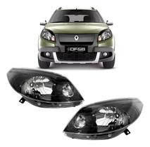 Farol Renault Sandero Stepway 2012 2013 2014 Mascara Negra Farol Renault Sandero Stepway 2012 2013 2014 Mascara Negra